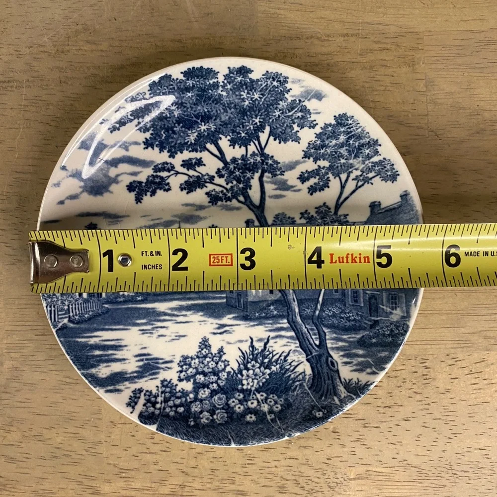 VTG Blue And White English Village Transferware Lunch Plate 5 3/4
